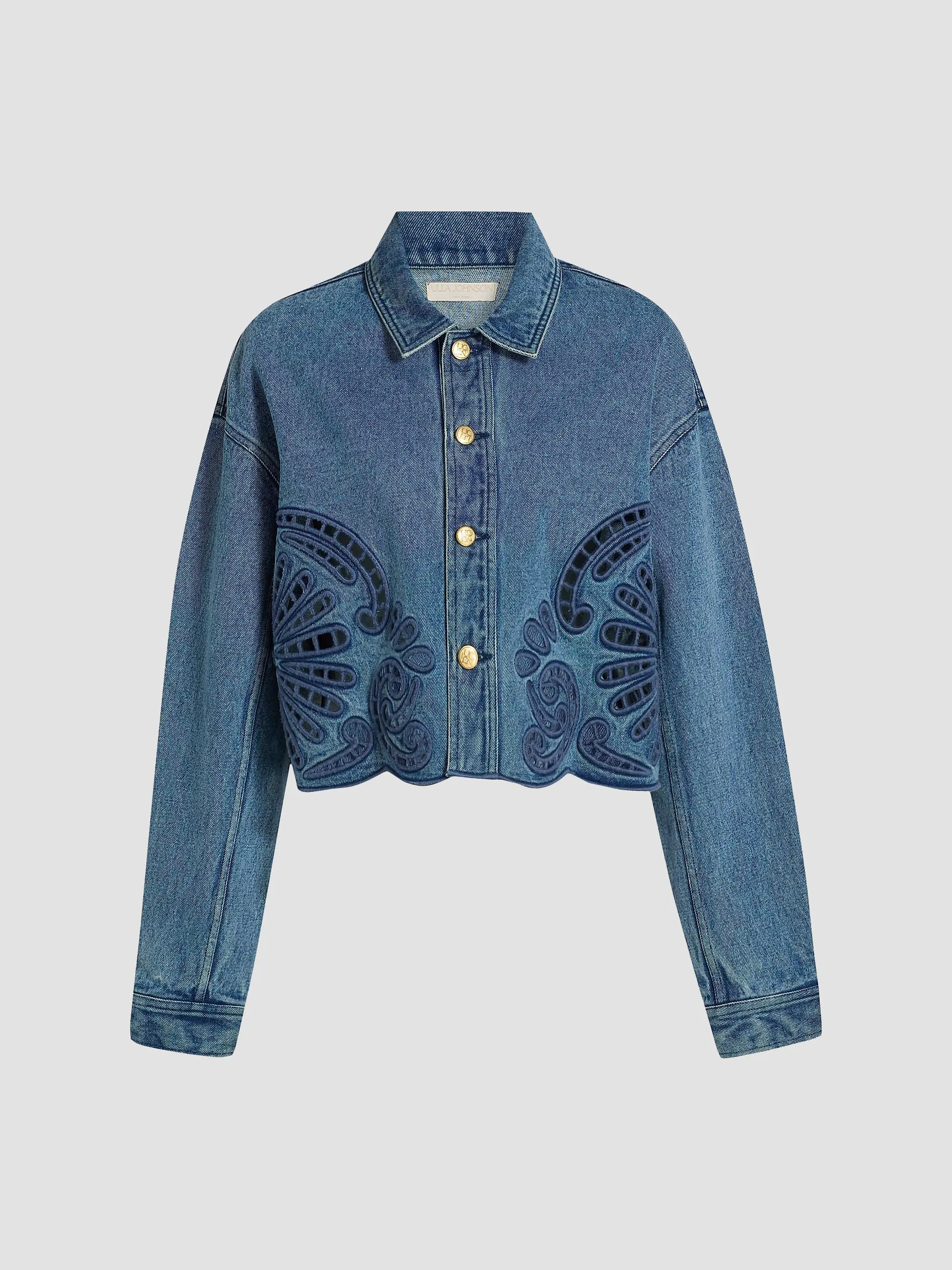 Ulla Johnson The Bobbi Eyelet Denim Jacket | Saks Fifth Avenue | Saks Fifth Avenue
