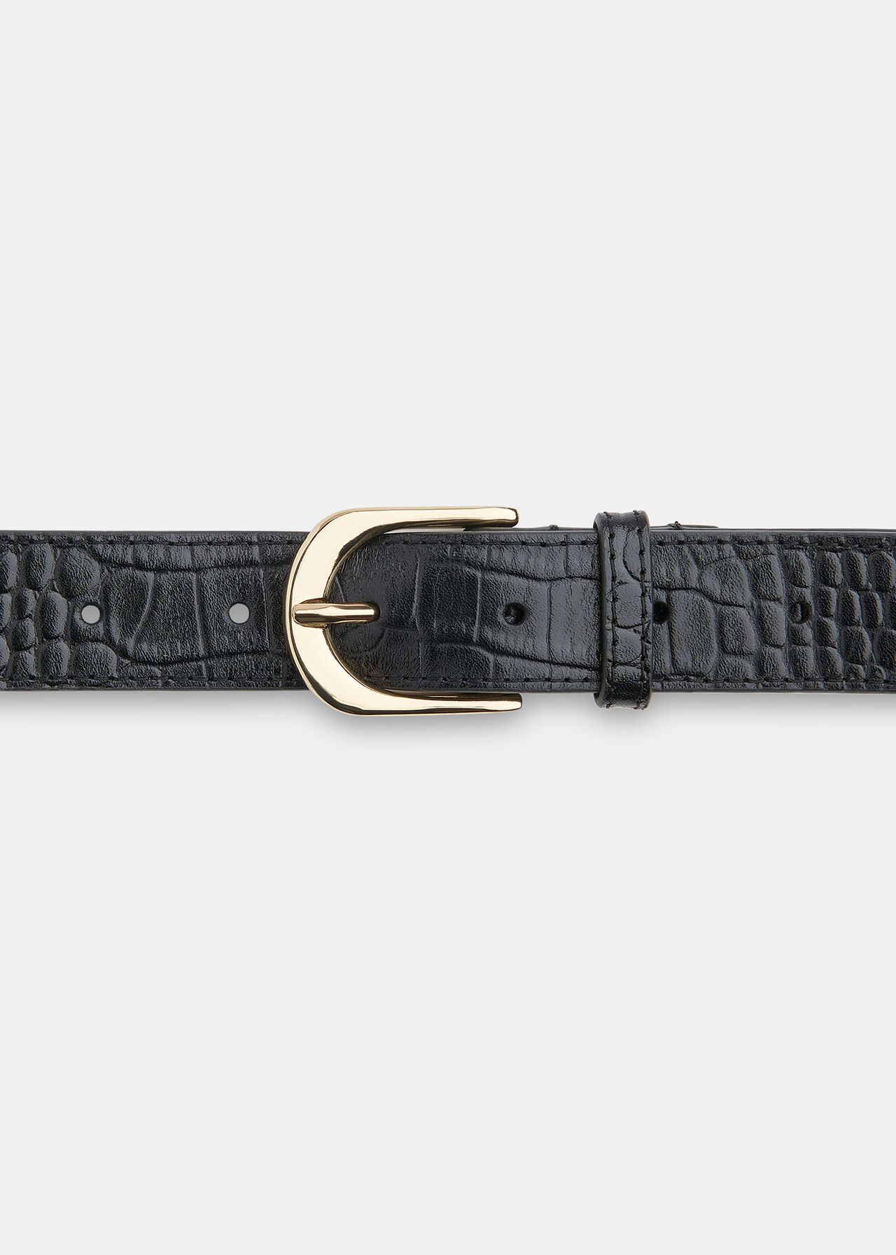 Black Shiny Croc Belt | WHISTLES | Whistles UK | | Whistles