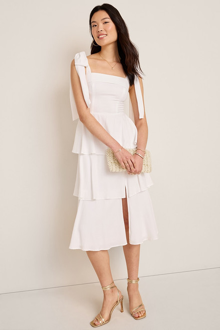 Gail Tiered Bow Strap Midi Dress | Francesca's