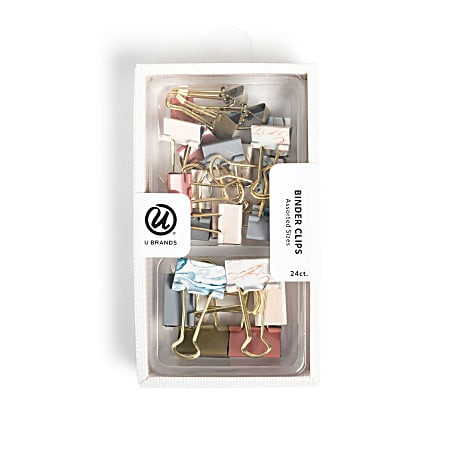 U Brands Binder Clip Set Assorted Sizes Set in Stone Set Of 24 Clips - Office Depot | Office Depot and OfficeMax 