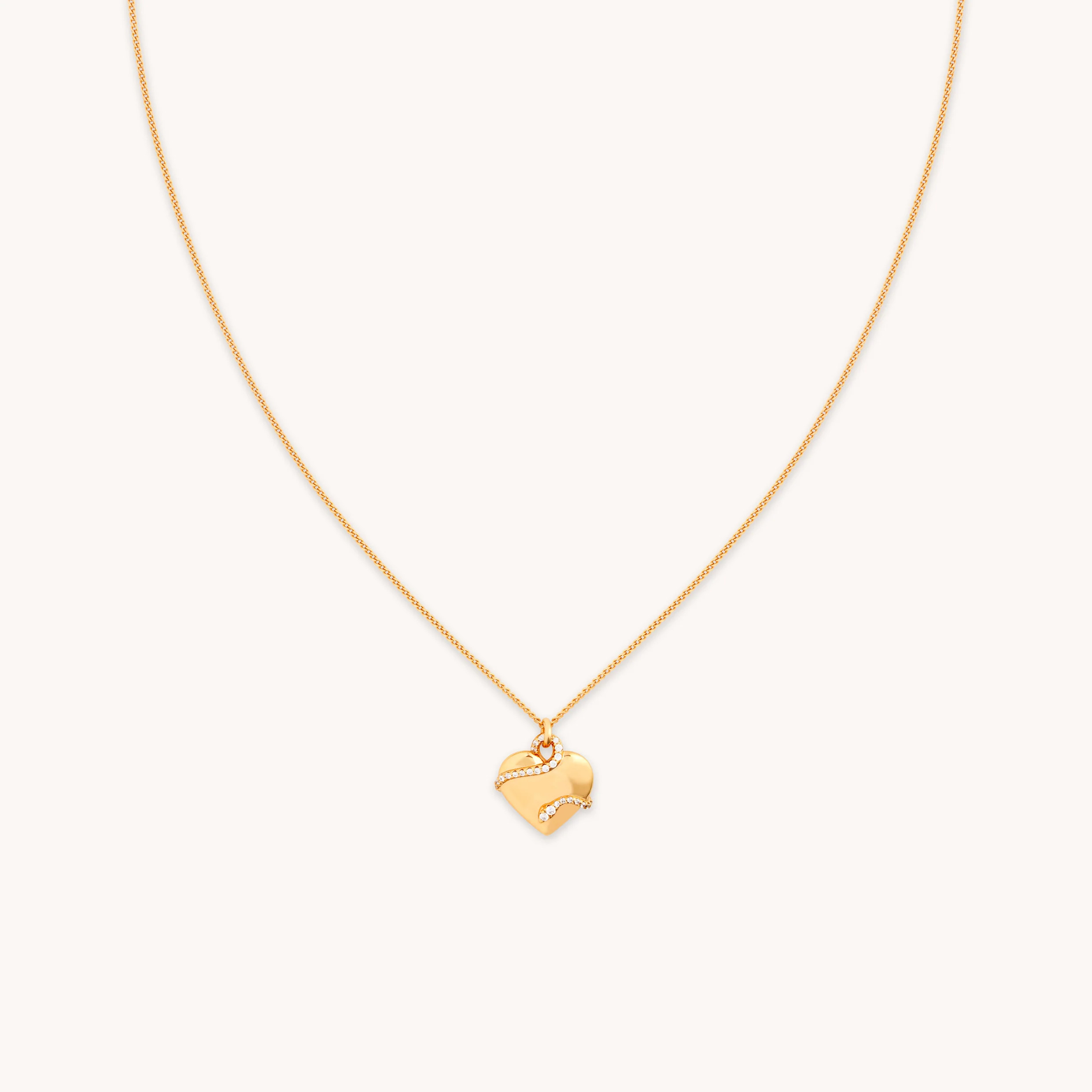 Heart & Snake Pendant Necklace in Gold | Astrid & Miyu UK