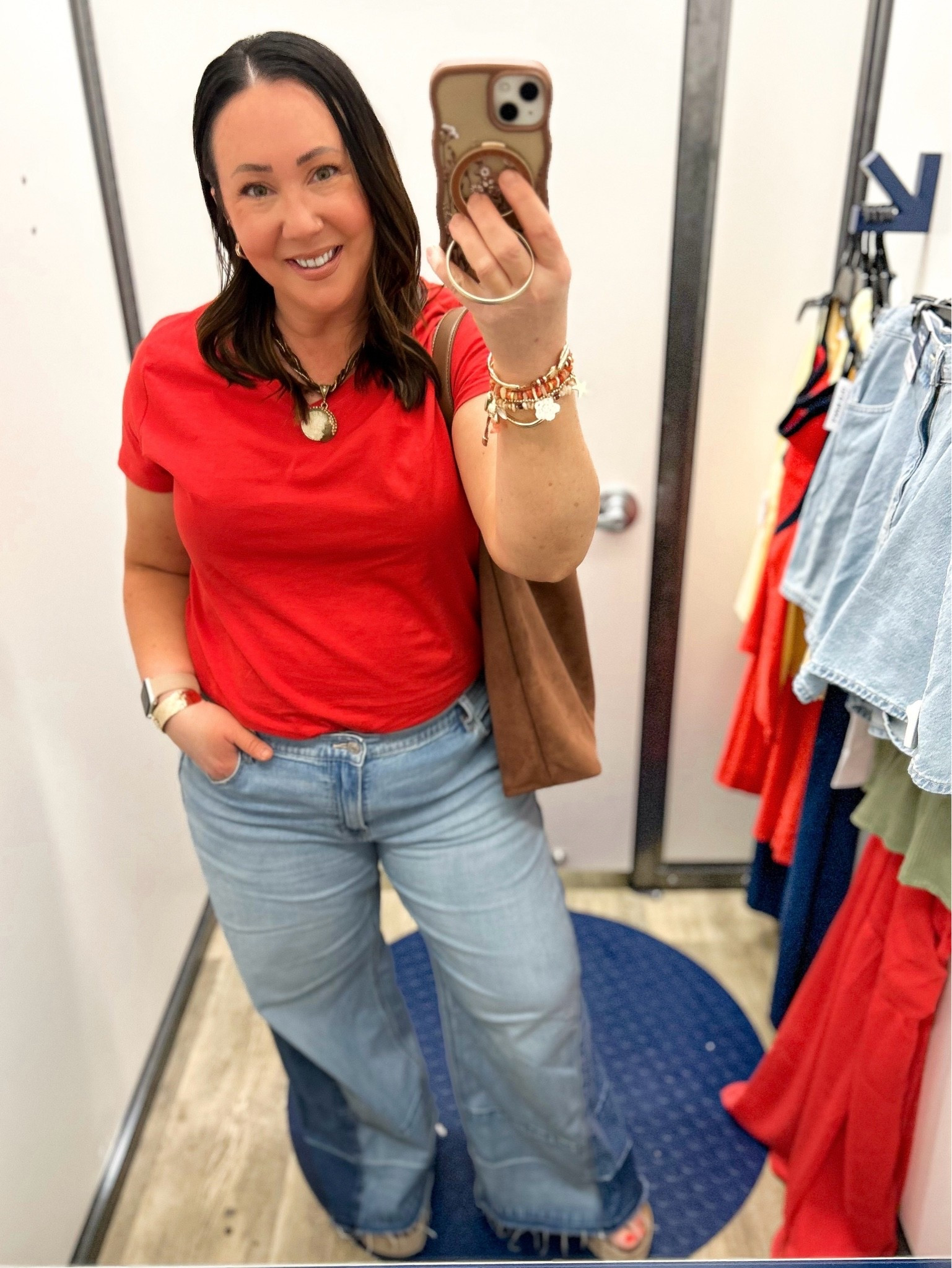 OOTD! Large v neck tee. Size 16 regular jeans. Sandals run true to size. Faux suede tote bag!

#LTKOver40 #LTKMidsize #LTKootd