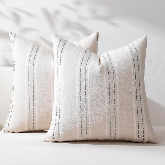 Hckot Throw Pillow Covers 16x16 Set of 2 Grey Pillow Covers Farmhouse Decorative Pillows Textured... | Amazon (US)