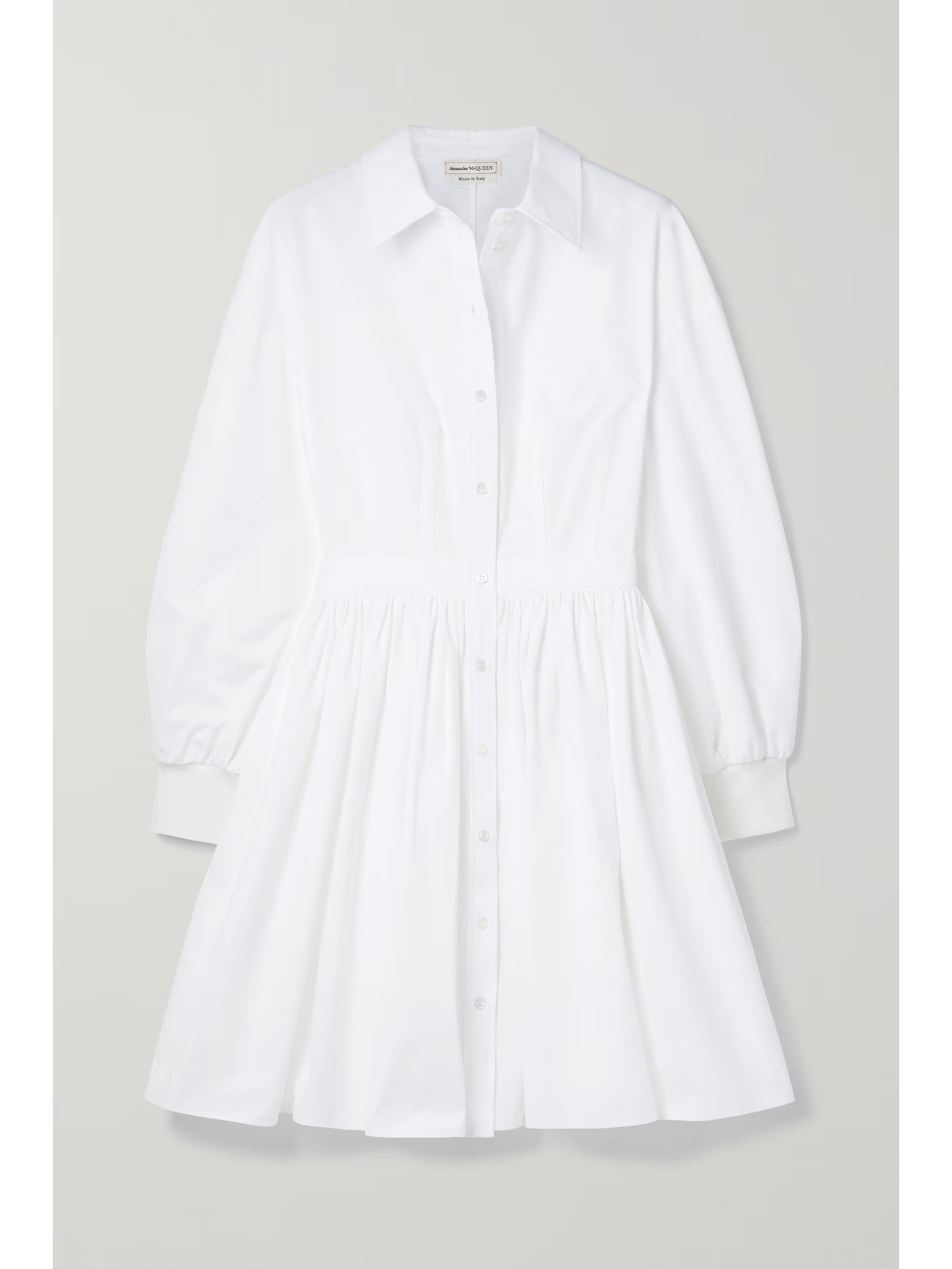 Gathered cotton-poplin mini shirt dress | NET-A-PORTER (US)