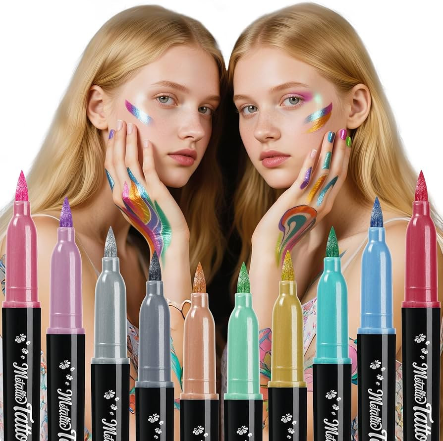 ThEast 10 Colors Glitter Face Paint, Halloween Makeup Kit, Body Markers for Skin Washable Tempora... | Amazon (US)