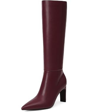 Modatope Knee High Boots for Women Pointed Toe Chunky Heel Tall Boots Side Zipper Fall Long Boots | Amazon (US)