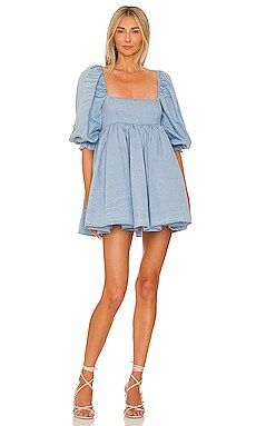 Selkie The Denim Puff Dress in Bleached from Revolve.com | Revolve Clothing (Global)