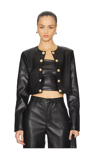 Amelie Cropped Jacket in Onyx | Revolve Clothing (Global)