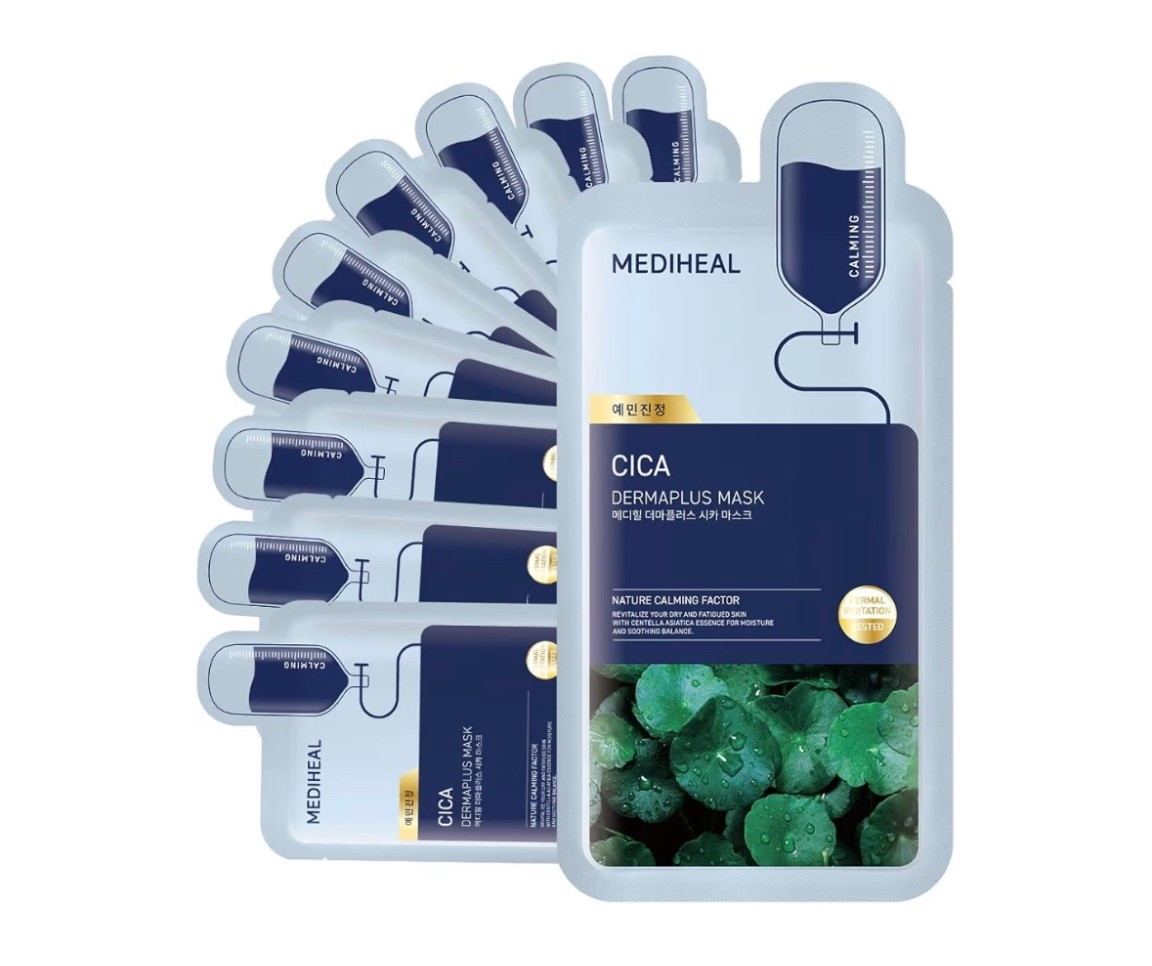 Mediheal Dermaplus Cica Mask (10 Counts) - Daily Vegan Mask for Calming Skin with Panthenol & Hyaluron, Korean Self Skin Care Sheet Mask

#LTKselfcare #LTKBeauty #LTKgrwm
