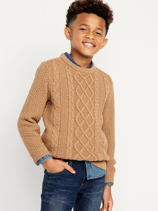 Long-Sleeve Cable-Knit Crew Neck Sweater for Boys | Old Navy (US)