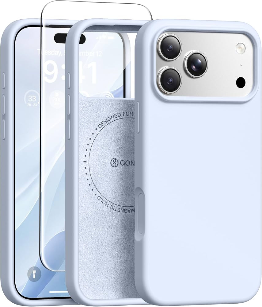 GONEZ Magnetic for iPhone 17 Pro Max Case, Silicone Cover Baby Blue | Amazon (US)