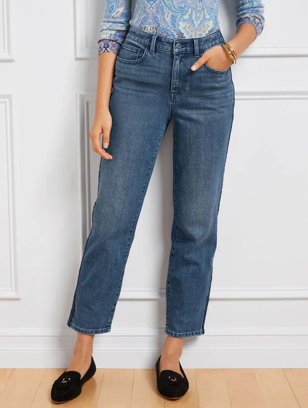 Sequin Stripe Straight Leg Jeans - Stardust Wash | Talbots