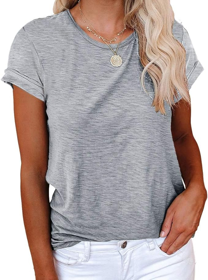 Cicy Bell Women's Short Sleeve Shirts Crewneck Loose Casual Summer Basic Tees Tops | Amazon (US)