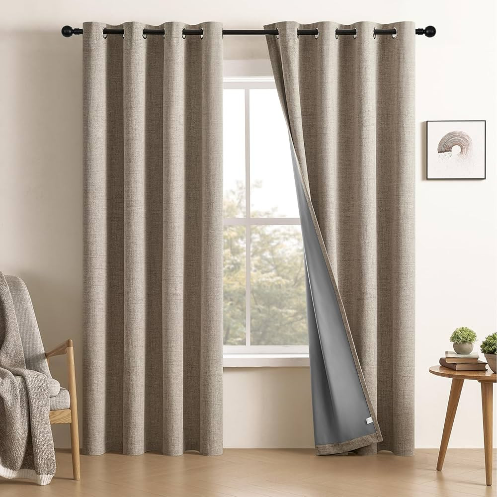 CUCRAF Full Blackout Window Curtains 84 inches Long,Faux Linen Look Thermal Insulated Grommet Dra... | Amazon (US)