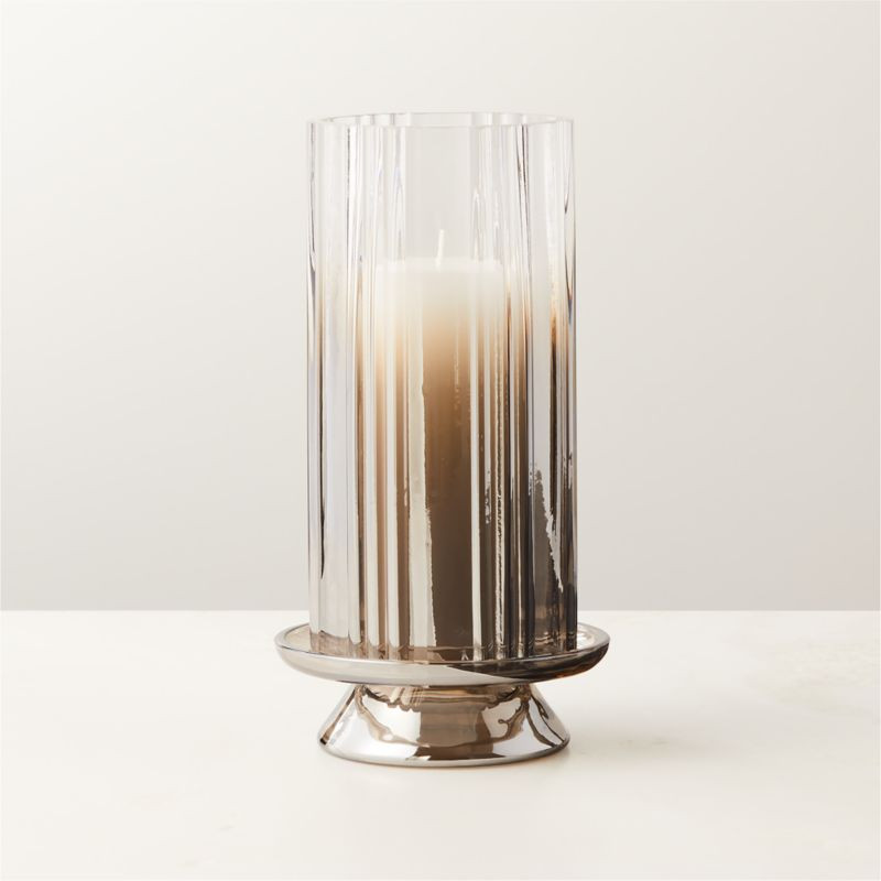 Lustro Smoked Modern Glass Hurricane Candle Holder Medium + Reviews | CB2 | CB2