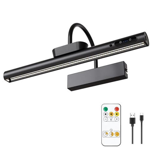 LYTARA Dimmable Cordless Picture Light with Controller and Timer, Rechargeable Battery Wall Sconce for Wall Pictures, Gallery Artwork, Paintings, Portraits, Dartboards (Black) | Amazon (US)