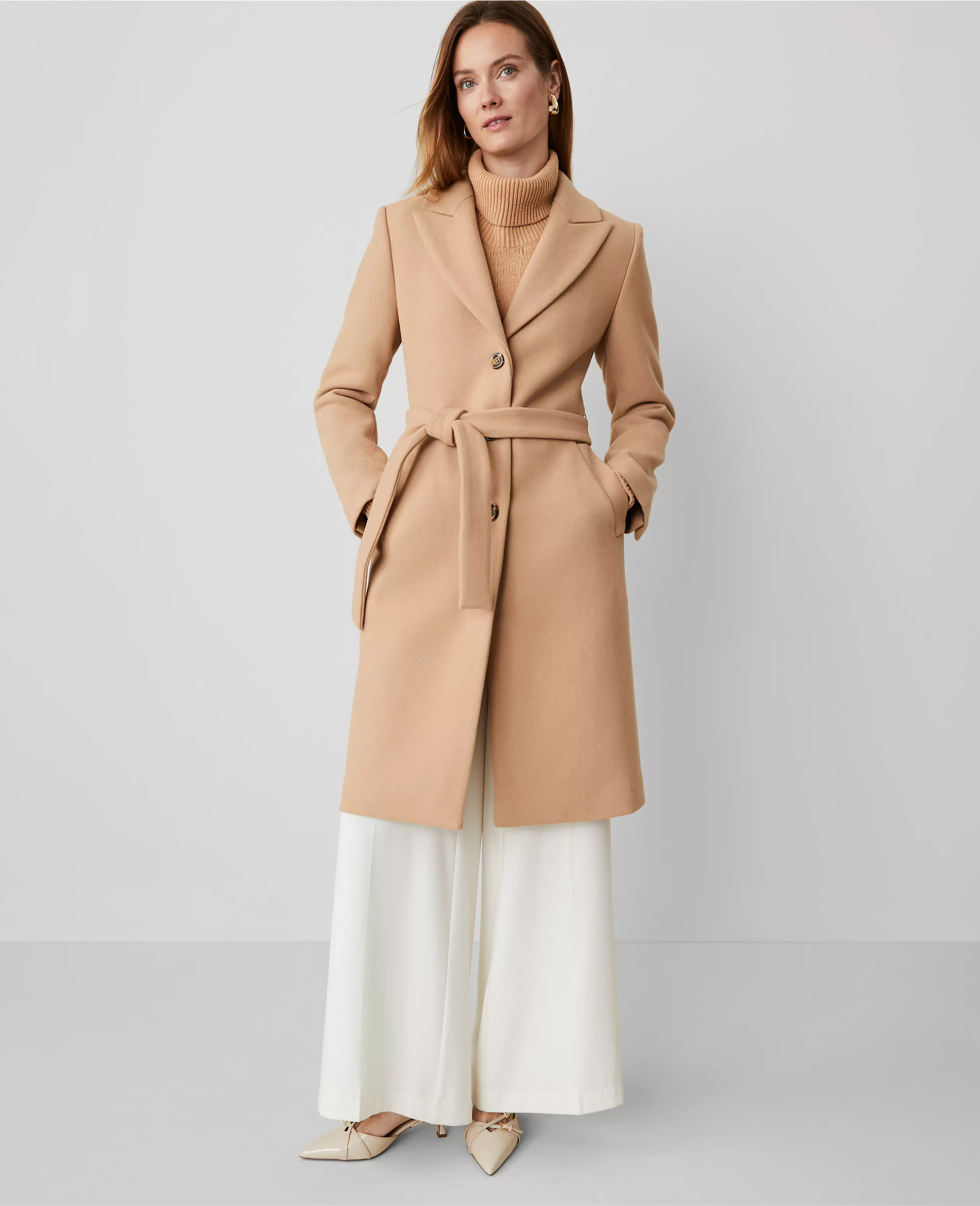 Petite Belted Tie Waist Coat | Ann Taylor (US)