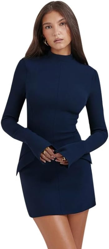 Women's Dark Academia Long Sleeve Short Dress Y2K Fairy Grunge Bodycon Mini Dress Aesthetic Slim ... | Amazon (US)