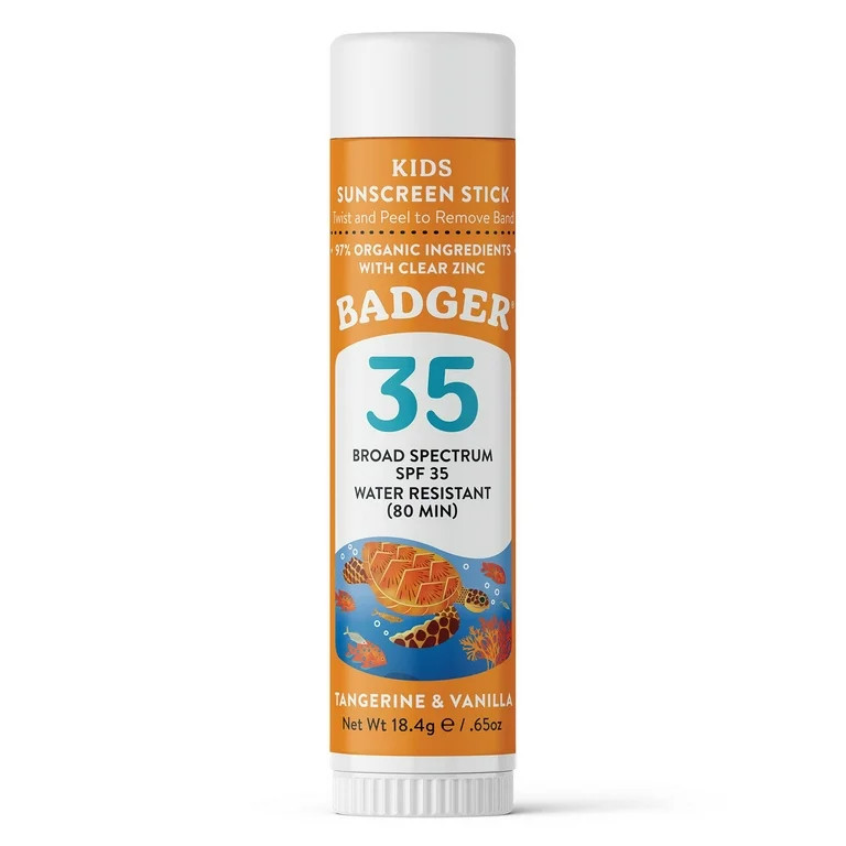 Badger Kids Sunscreen Stick SPF 35 with Mineral Zinc Oxide, Travel Size Sunscreen Stick for Kids,... | Walmart (US)