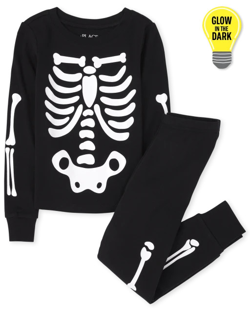 Unisex Kids Matching Family Long Sleeve Glow In The Dark Skeleton Snug Fit Cotton One Piece Pajam... | The Children's Place