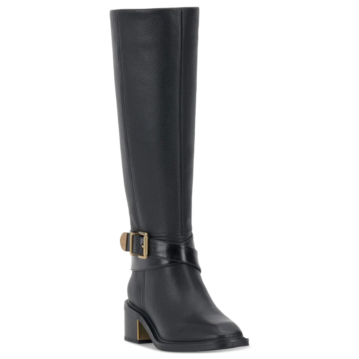Women's Vince Camuto Boots Black Leather Adjustable Strap Knee High ZAP603 | Shop Simon