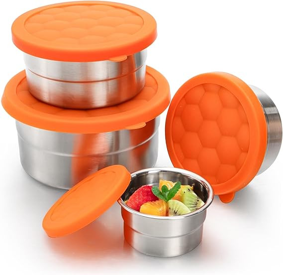 Goaste 4 Sizes Stainless Steel Containers Set, Leakproof Food Storage Container with Silicone Lid... | Amazon (US)