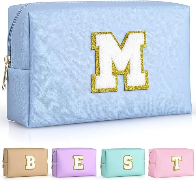 TOPEAST Monogrammed Gifts for Women, Preppy Makeup Bag Small Cosmetic Bag Travel Toiletry Bag, Pe... | Amazon (US)