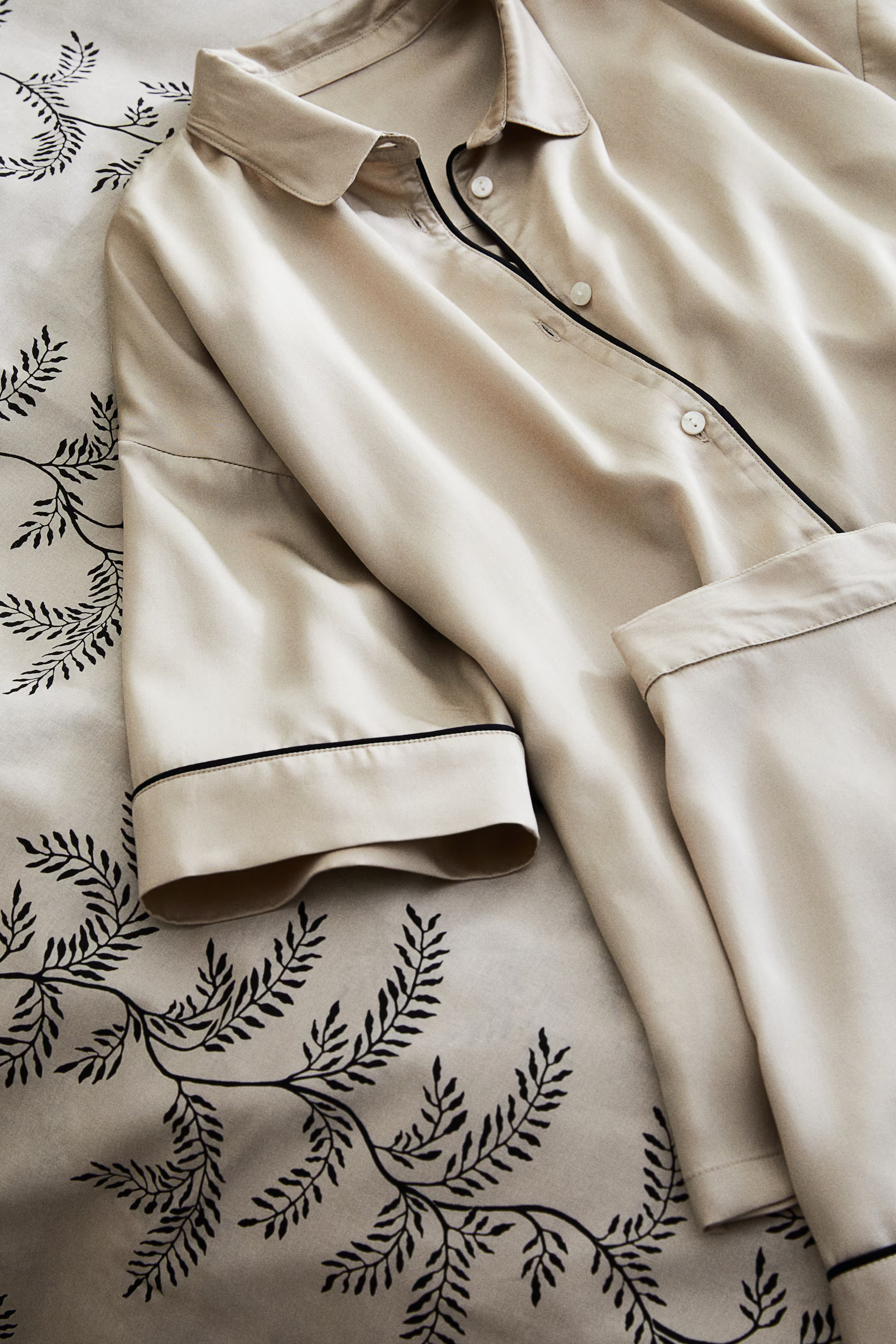 Satin Pajamas - Light beige - Home All | H&M US | H&M (US + CA)