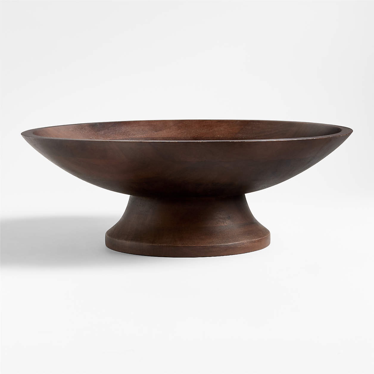 Madeira Walnut-Finished Acacia Wood Tall Footed Serving Bowl + Reviews | Crate & Barrel | Crate & Barrel