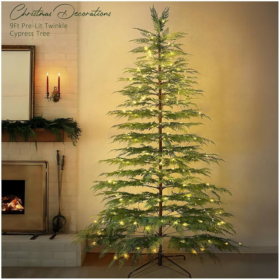 Christmas Tree - Christmas Decorations - 9 Ft Pre-Lit Twinkle Artificial Christmas Cypress Tree w... | Amazon (US)