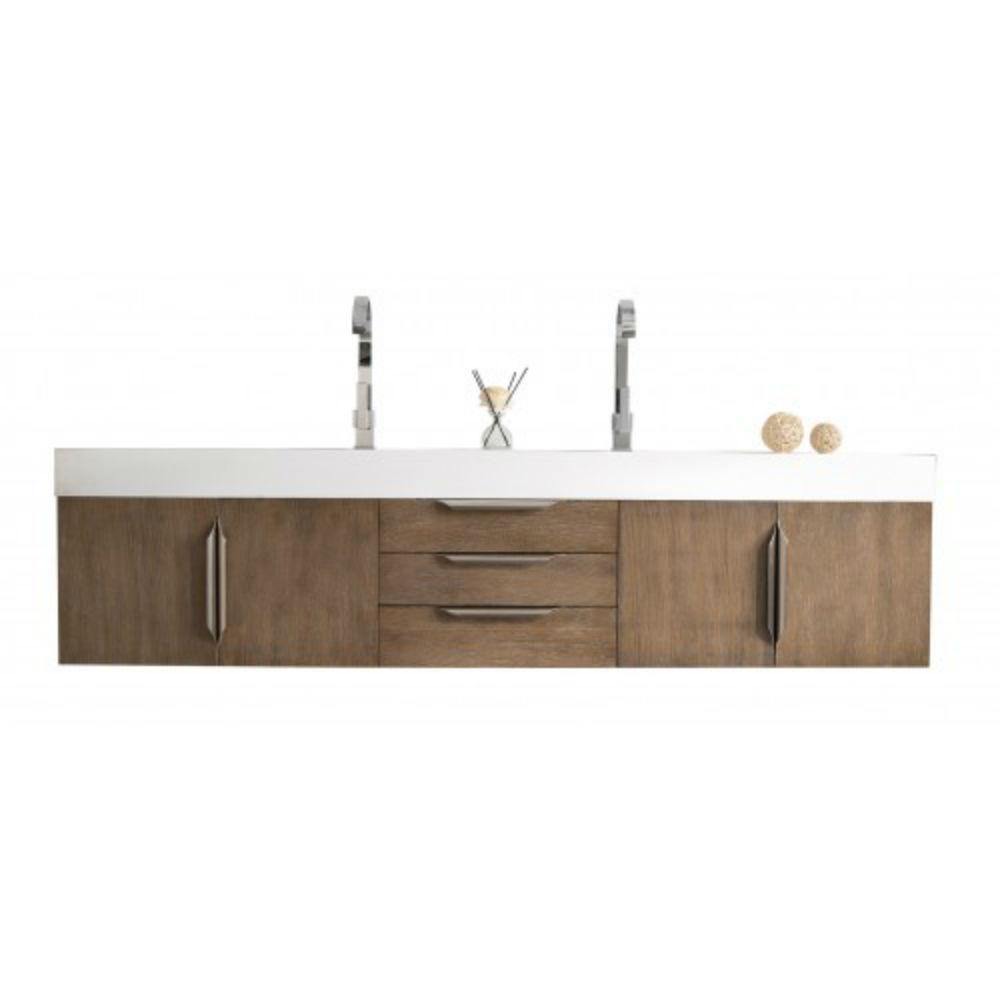James Martin Vanities Mercer Island 72 in. W Double Bath Vanity in Latte Oak with Solid Surface V... | The Home Depot