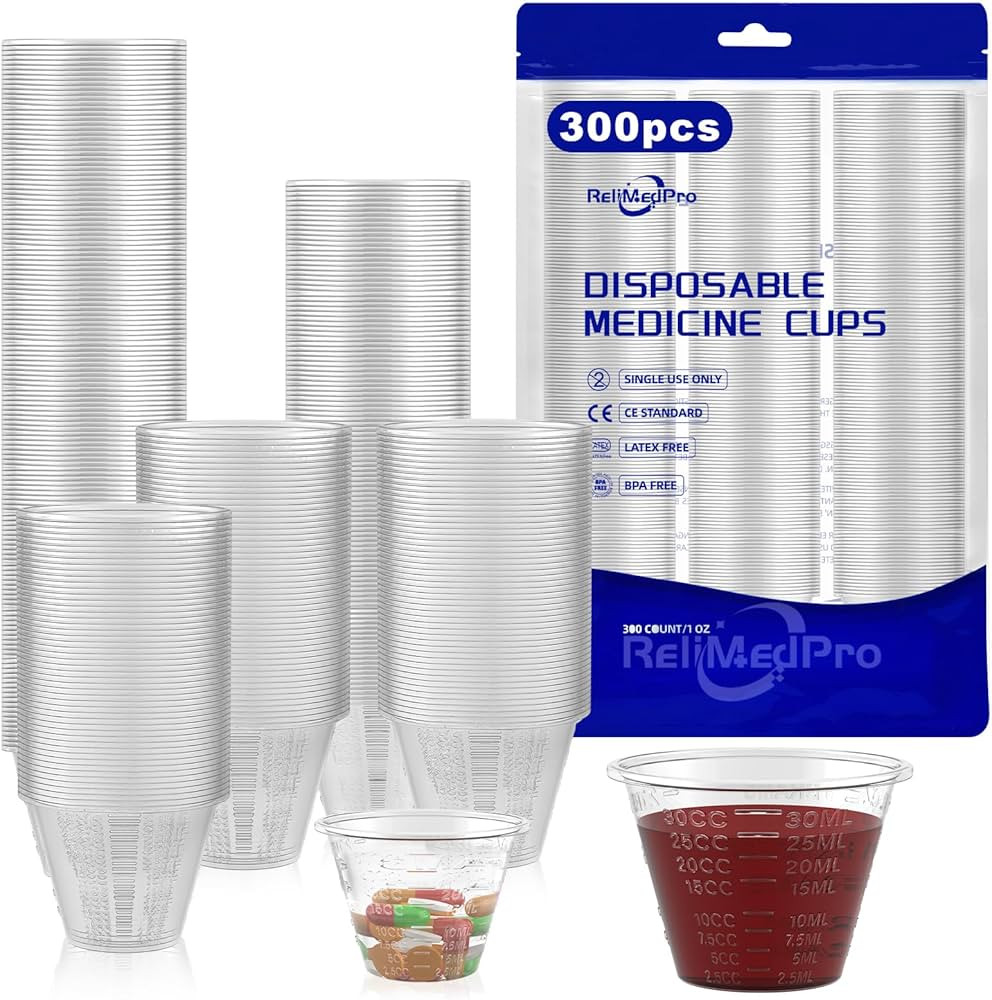 disposable medicine cups graduated, bulk pack of 300, 1 oz (30ml) small plastic measuring cup for... | Amazon (US)