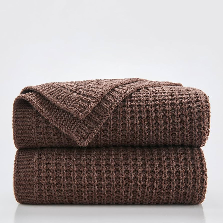Douceur Brown Throw Blanket for Bed, Soft Chunky Cable Knit Throw Blanket, Classic Fisherman's Ri... | Amazon (US)