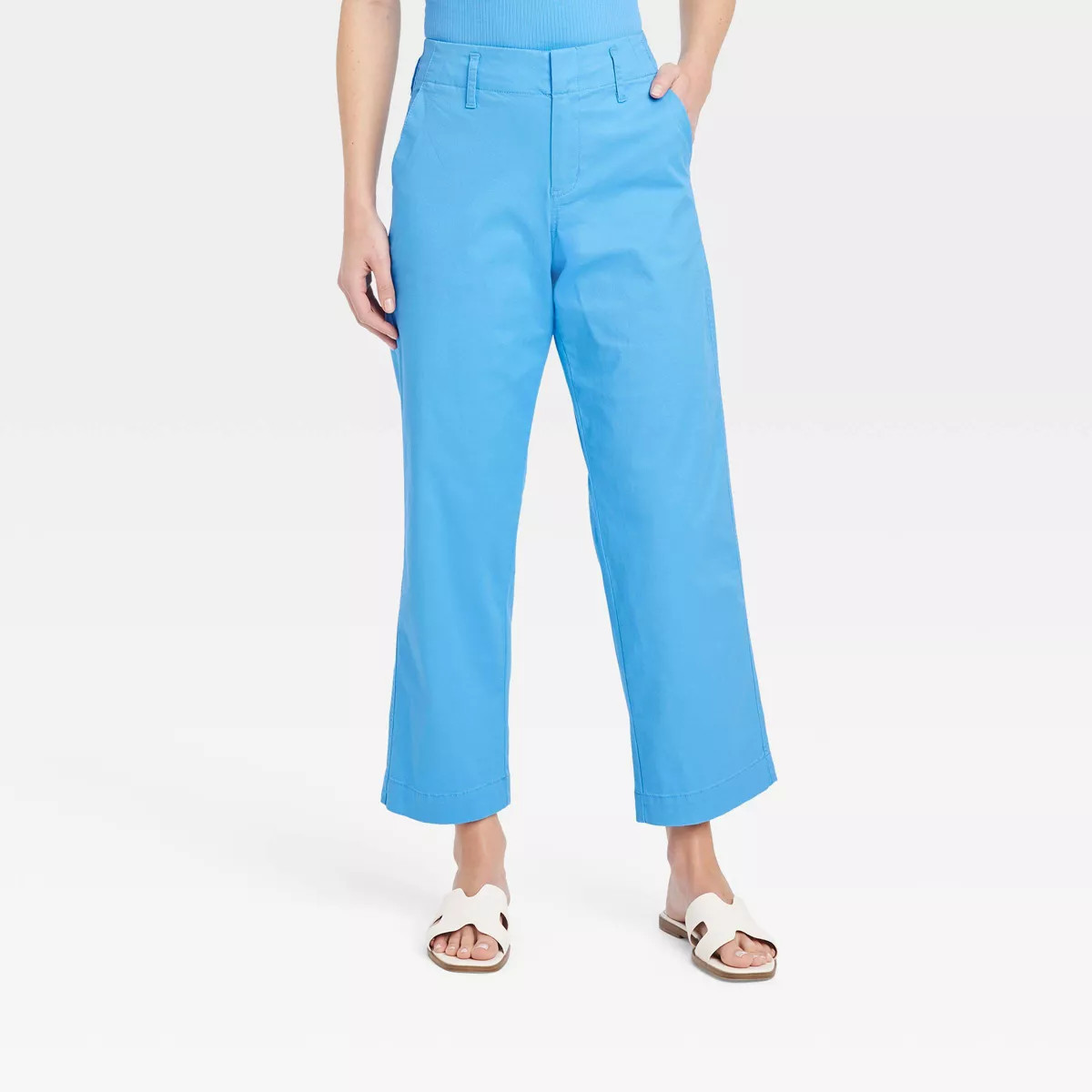 Women's High-Rise Straight Ankle Chino Pants - A New Day™ Blue 8 | Target