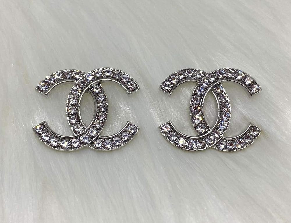 Silver Crystal Diamonds Large Stud Earrings | Amazon (US)