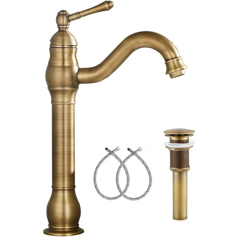 GGStudy 360° Swivel Antique brass Bathroom Vessel Sink Faucet Single Handle One Hole Matching Wi... | Walmart (US)