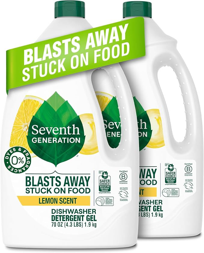 Seventh Generation Dishwasher Detergent Gel Lemon Scent 2 pack for sparkling dishes dishwasher so... | Amazon (US)