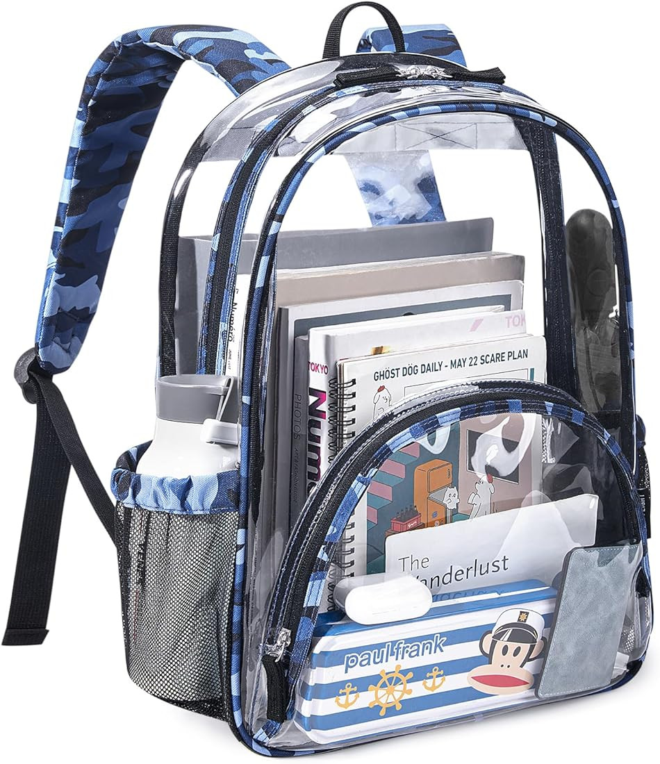 LIGHT FLIGHT Clear Backpack with Reinforced Padded Straps Heavy Duty PVC Transparent Backpack See... | Amazon (US)