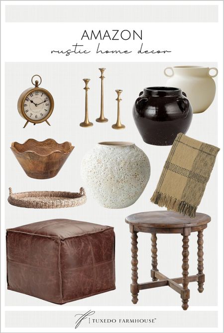 Amazon favorites! Rustic home decor 

Bowl, ottoman, table, living room, kitchen, blanket, gold clock, vase 

#LTKhome #LTKfindsunder100 #LTKfindsunder50