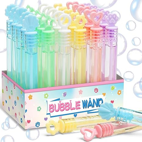 Bubble Party Favors for Kid, 30 Pack Mini Bubbles Bulk with Display Box, Pastel Bubble Wand Stick... | Amazon (US)