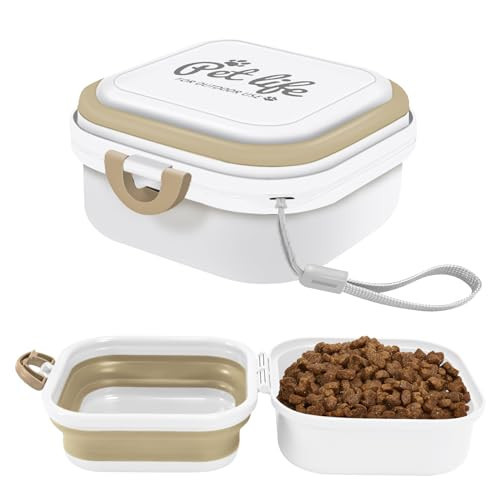 Collapsible Dog Water Bowl, Portable Dog Bowl for Traveling, 2-in-1 Pet Food and Water Feeder - Travel Dog Bowls with Lid for Walking, Traveling, Camping and Hiking | Amazon (US)