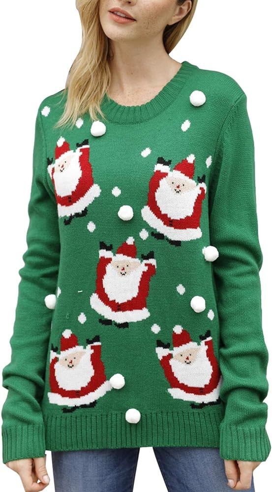Pink Queen Women's Knitted Pullover Ugly Christmas Sweater Jumpers | Amazon (US)