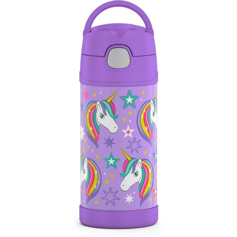 Thermos Kids Stainless Steel Vacuum Insulated Funtainer Straw Bottle, Unicorn, 12oz | Walmart (US)