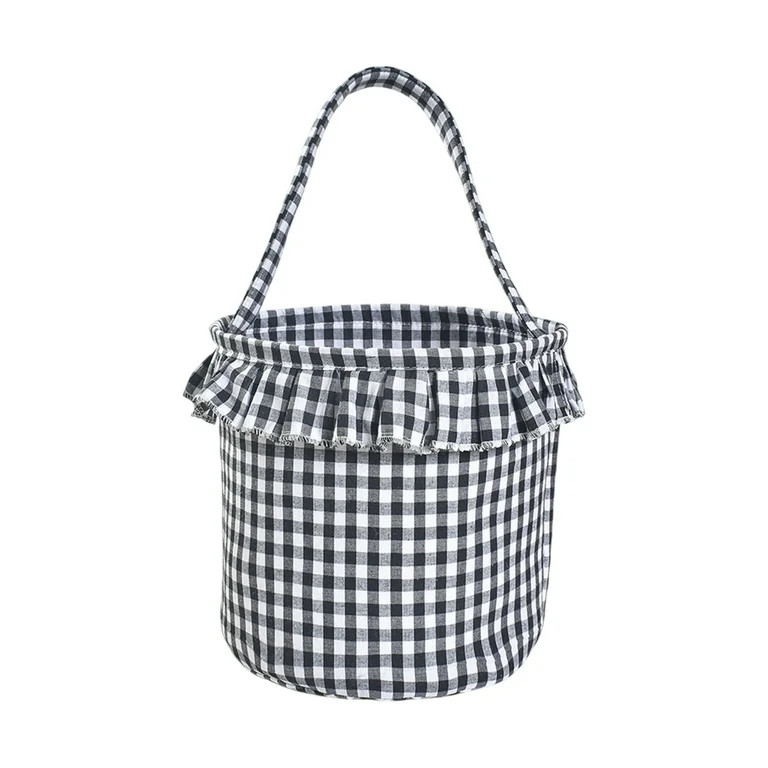 DAMAI Halloween Gingham Tote Basket,New Jute Canvas Bucket,Halloween Plaid Basket With Tassel Bar... | Walmart (US)