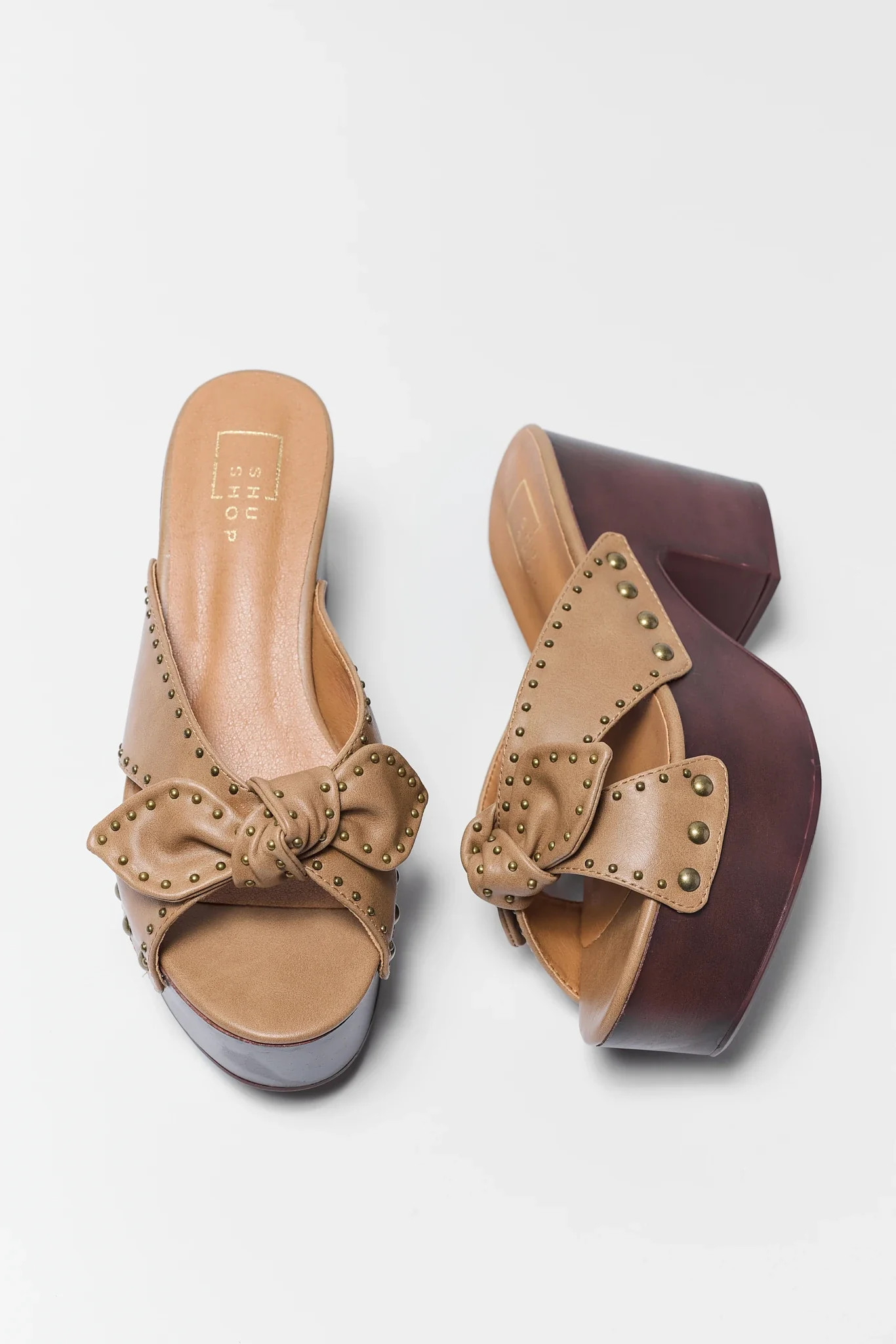 Brown Faux Leather Platform Sandals | Avara