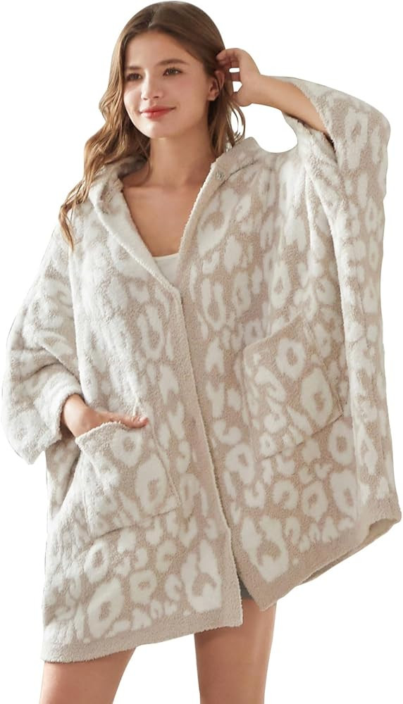 WDCOZY Wearable Blanket Hoodie Poncho Throw Comfy Soft Warm Cape Shawl Cozy Cloak Wrap Hooded wit... | Amazon (US)