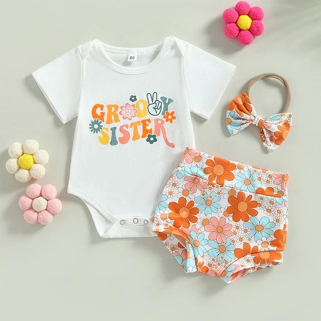 Focubaby M 0-18M bebek kız yaz giysileri takım 3 adet kısa kollu mektup çiçekler baskı Romp... | AliExpress (US)
