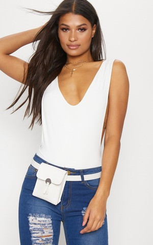 White PU Croc Belt Bag | PrettyLittleThing UK