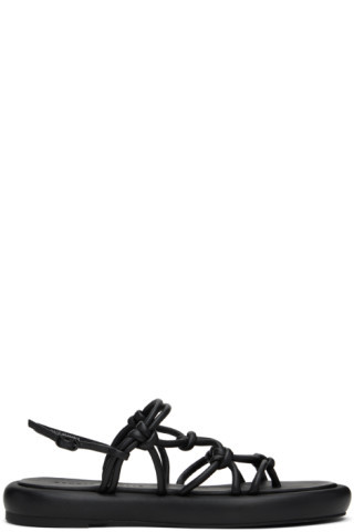 Black Net Chunky Flat Sandals | SSENSE