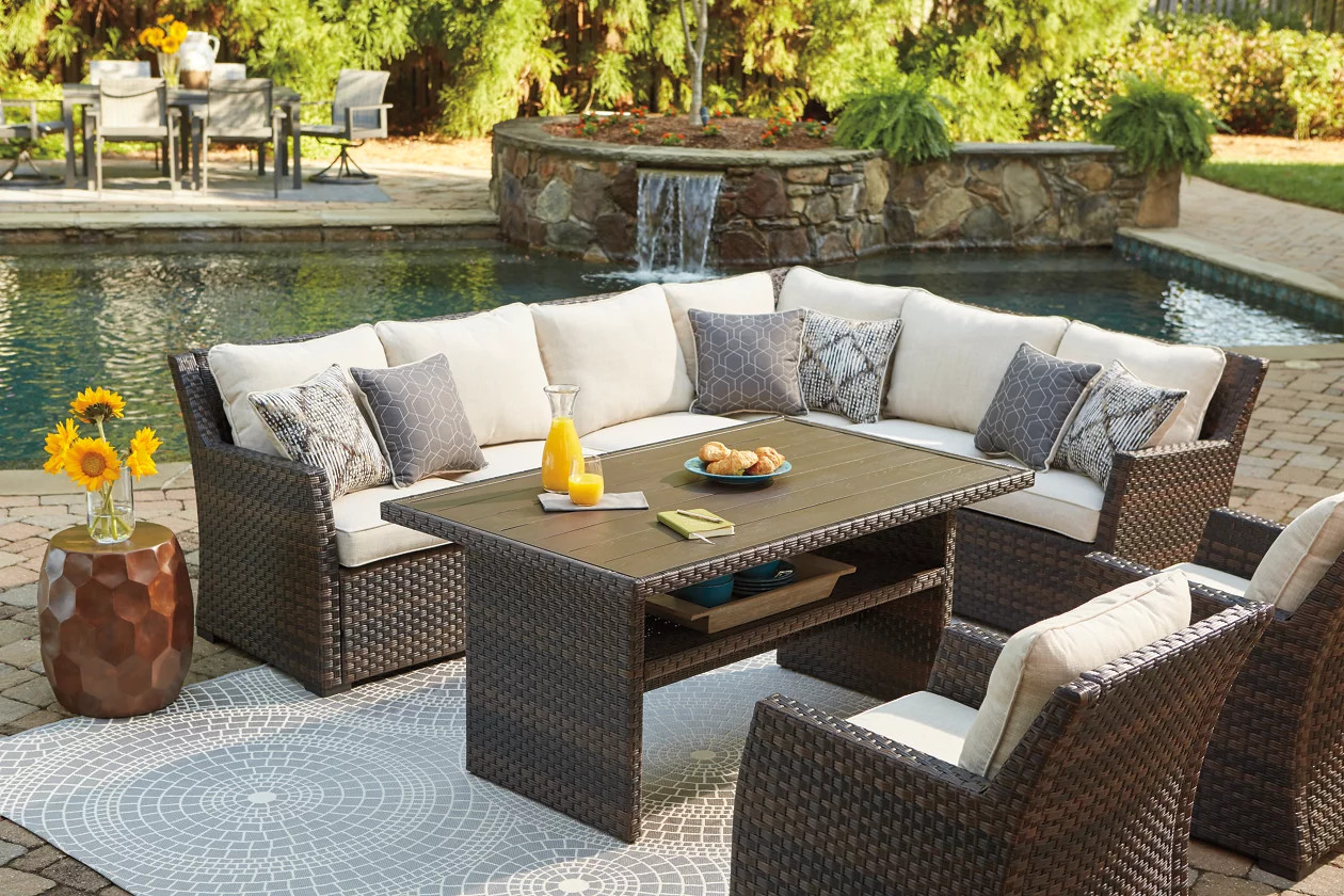 Easy Isle Outdoor 2-Piece Sectional and Lounge Chair (3 Pieces) | Ashley Homestore